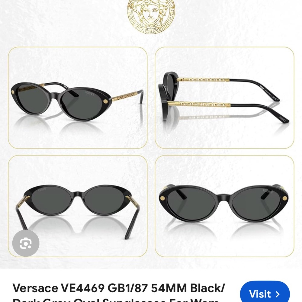 Versace Women's Sunglasses in Black with Gold Detail